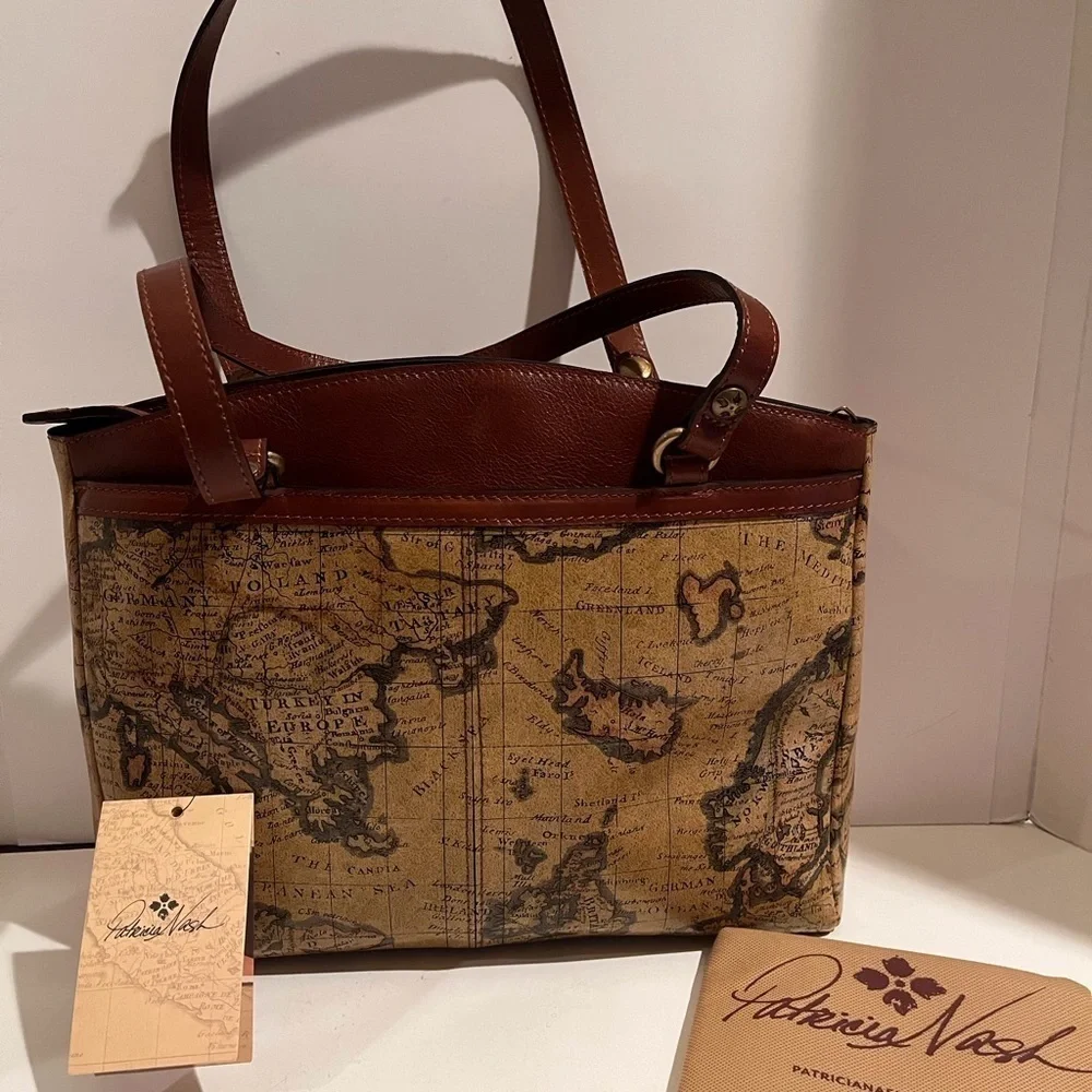 NWT Patricia Nash Leather European Map Collection Poppy Tote - Picture 15 of 15